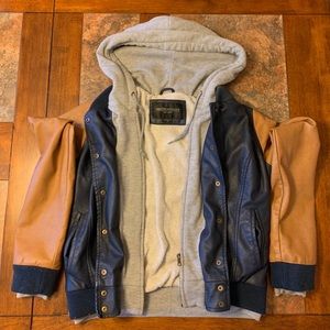 Obey Faux Leather Twofer Bomber Jacket